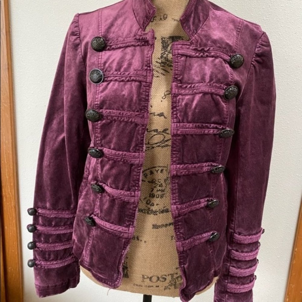 Stunning Free People mauve velvet military jacket s